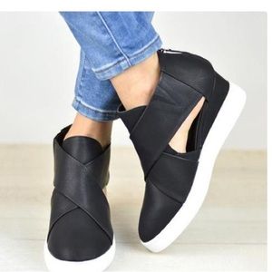 Black Wedge Heel Sneakers